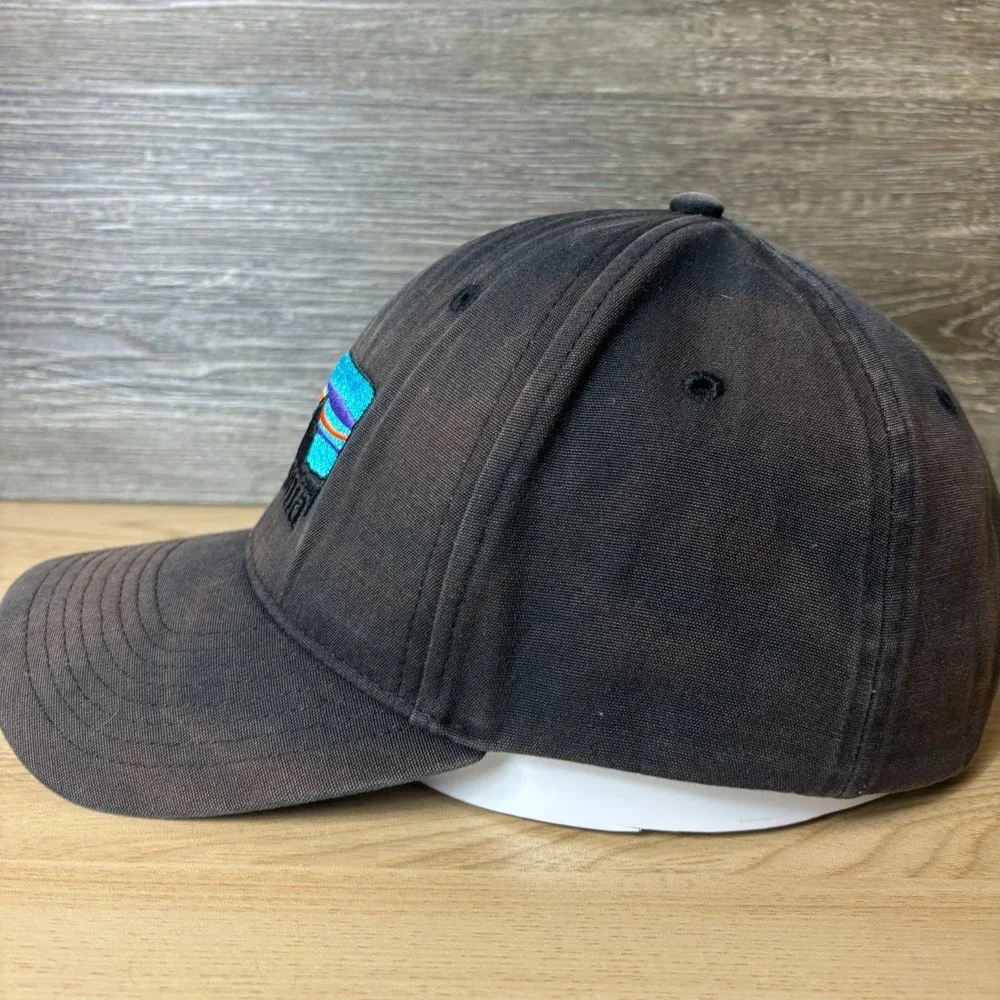 Patagonia Hat Cap Snap Back Trucker Black Embroidered Faded Mens Outdoors